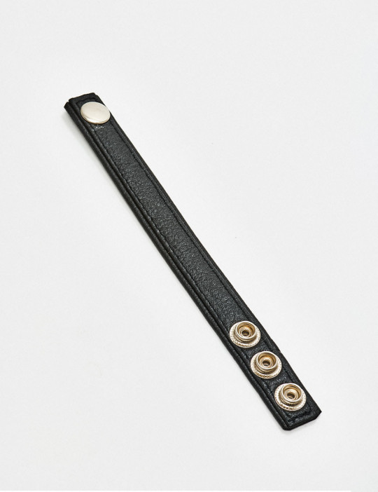 Anillo Para Pene En Cuero 3 Snap – Black Label - Negro
