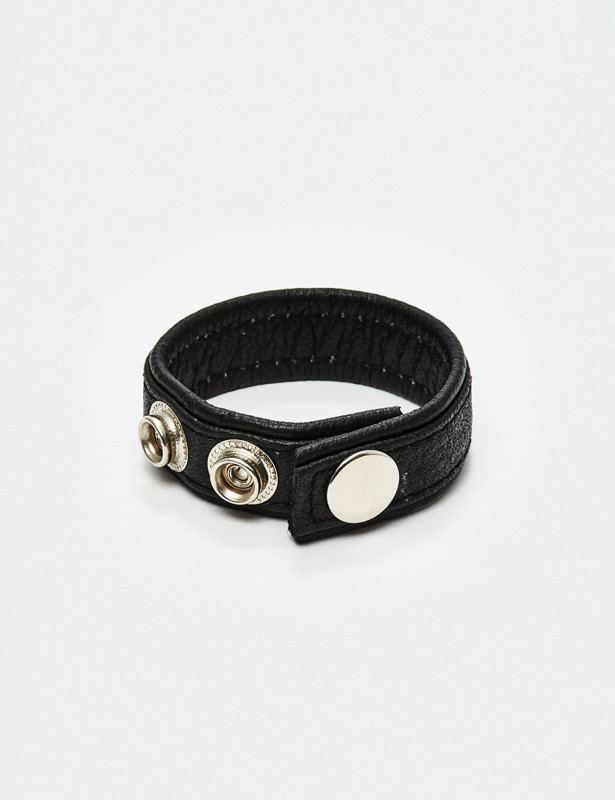 Anillo Para Pene En Cuero 3 Snap – Black Label - Negro