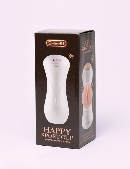 Masturbador Con Vibración Happy Sport - Shequ - Blanco