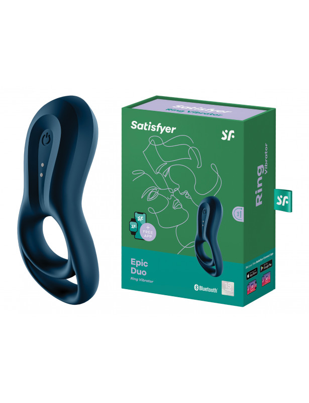 Vibrador Dúo Épico Azul con Anillo SATISFYER