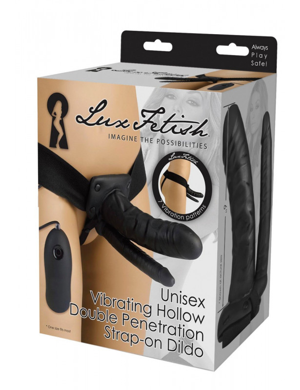 Consolador Unisex con Correa, Hueco, Vibrador y Doble Penetración - Lux Fetish