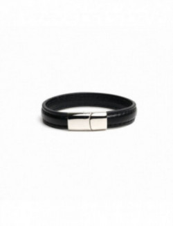 Pulsera Cockring de cuero negro y cromo