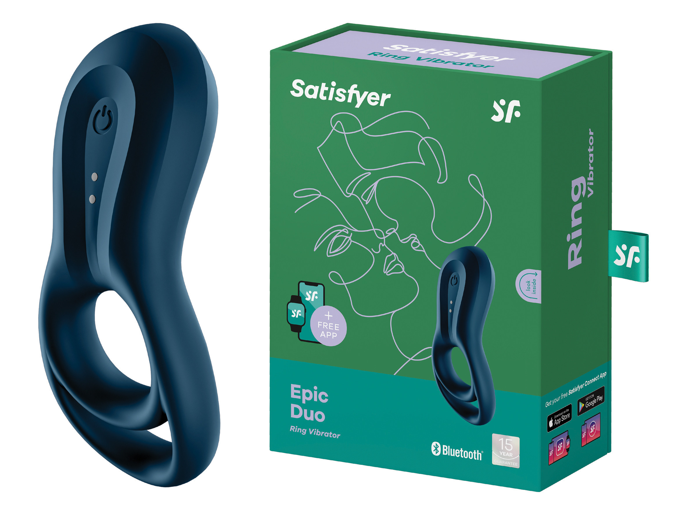 Vibrador Dúo Épico Azul con Anillo SATISFYER